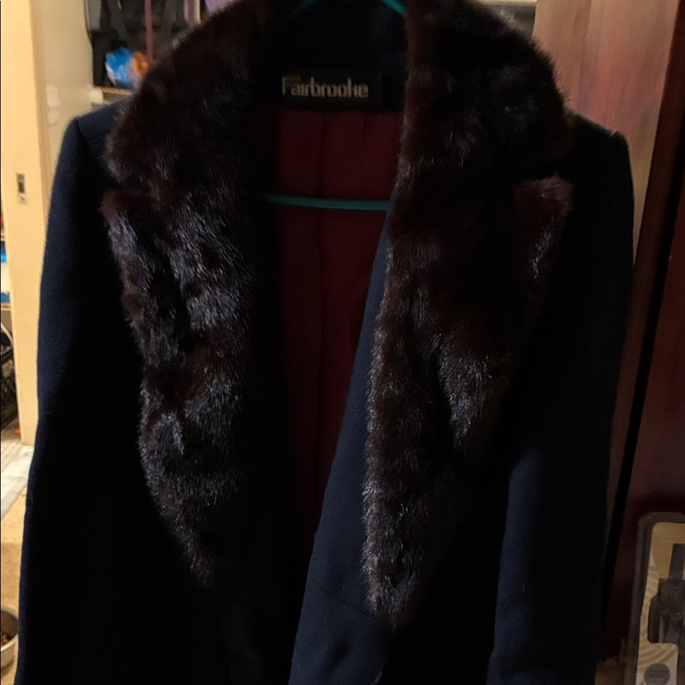 Women's Black Blazer with Faux Fur Collar